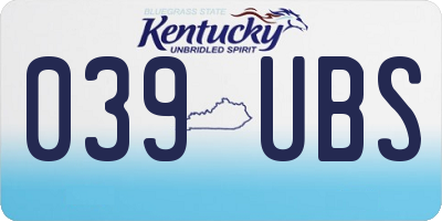 KY license plate 039UBS