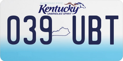 KY license plate 039UBT
