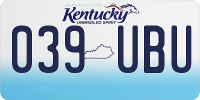 KY license plate 039UBU