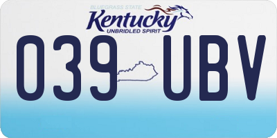 KY license plate 039UBV