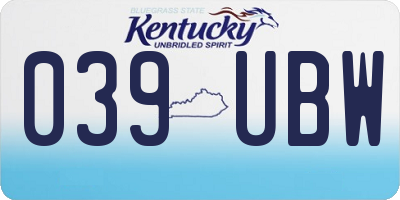 KY license plate 039UBW