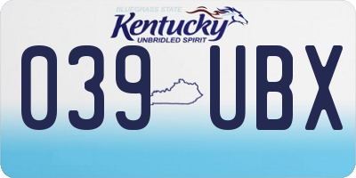 KY license plate 039UBX
