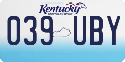KY license plate 039UBY
