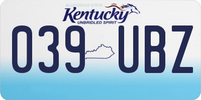 KY license plate 039UBZ