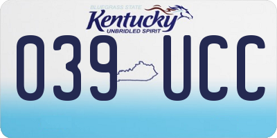 KY license plate 039UCC