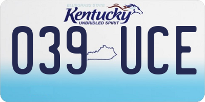 KY license plate 039UCE
