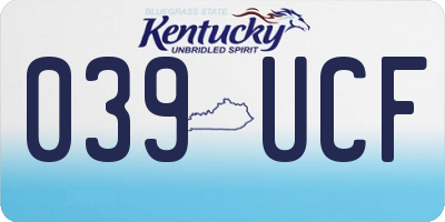 KY license plate 039UCF