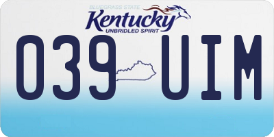 KY license plate 039UIM