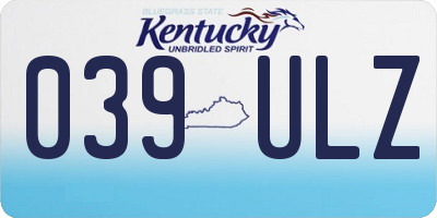 KY license plate 039ULZ
