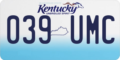 KY license plate 039UMC