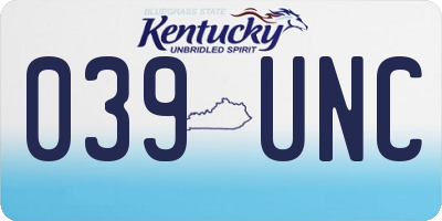 KY license plate 039UNC