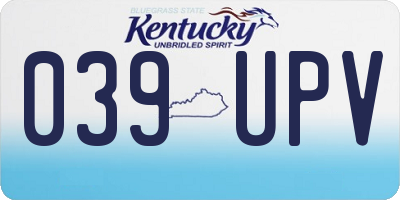 KY license plate 039UPV