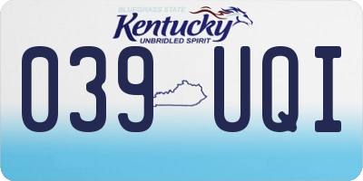 KY license plate 039UQI