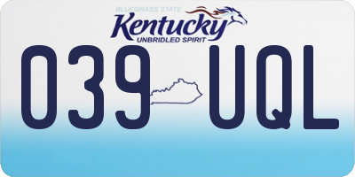 KY license plate 039UQL