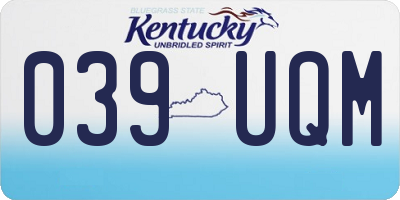 KY license plate 039UQM