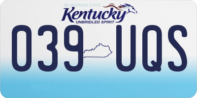 KY license plate 039UQS