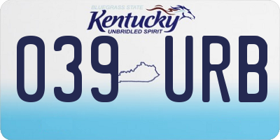 KY license plate 039URB