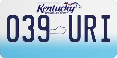 KY license plate 039URI