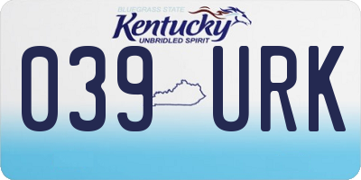 KY license plate 039URK