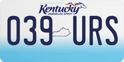 KY license plate 039URS