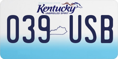 KY license plate 039USB