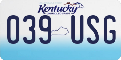 KY license plate 039USG