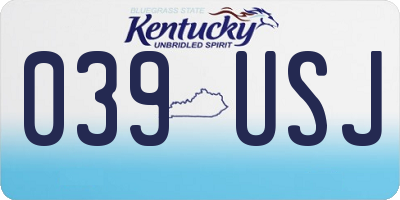 KY license plate 039USJ