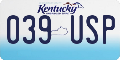 KY license plate 039USP