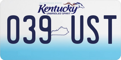 KY license plate 039UST