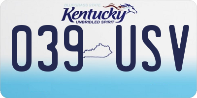 KY license plate 039USV