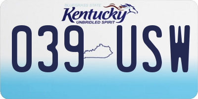 KY license plate 039USW