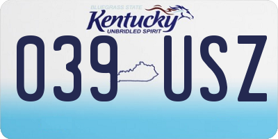 KY license plate 039USZ