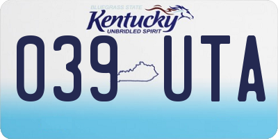 KY license plate 039UTA