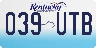 KY license plate 039UTB