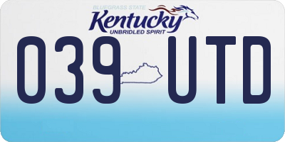 KY license plate 039UTD