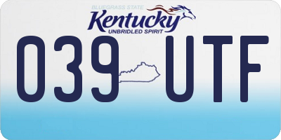 KY license plate 039UTF