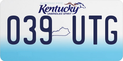 KY license plate 039UTG