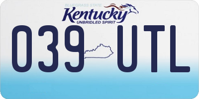 KY license plate 039UTL