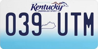 KY license plate 039UTM