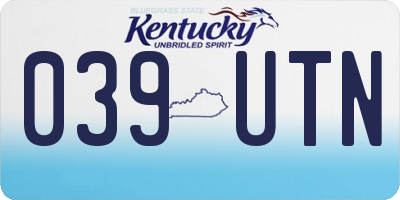 KY license plate 039UTN