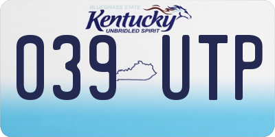 KY license plate 039UTP