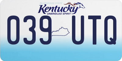 KY license plate 039UTQ