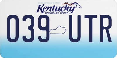 KY license plate 039UTR