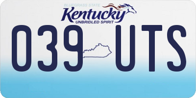 KY license plate 039UTS