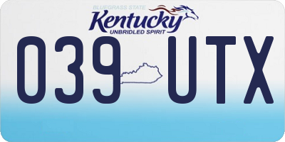 KY license plate 039UTX
