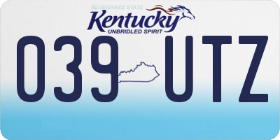 KY license plate 039UTZ