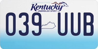 KY license plate 039UUB
