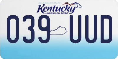 KY license plate 039UUD