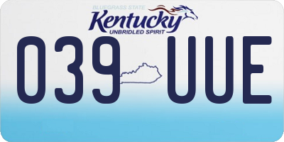 KY license plate 039UUE