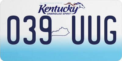 KY license plate 039UUG